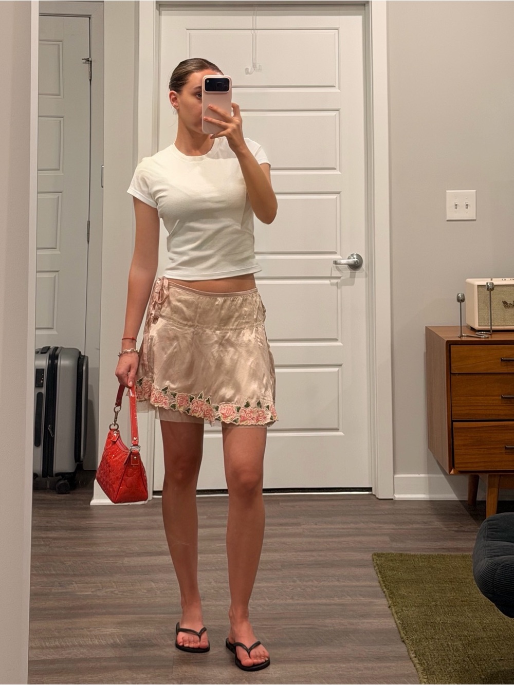 Vintage Y2K Heart Moon Star Pink Satin Floral Embroidered Mini Skirt XS Coquette - Picture 7 of 7